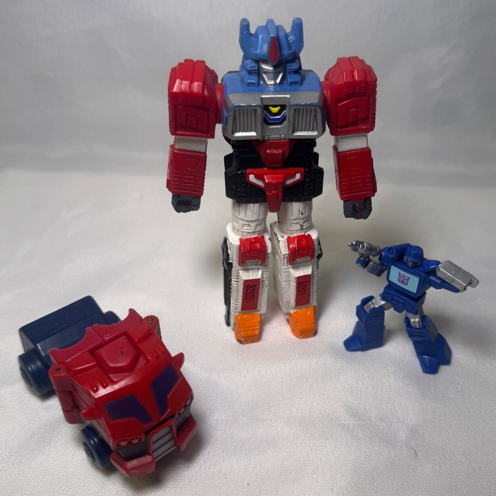 Vintage Transformers Action Figure Lot Red Blue White Robot Toy Collection 3pc